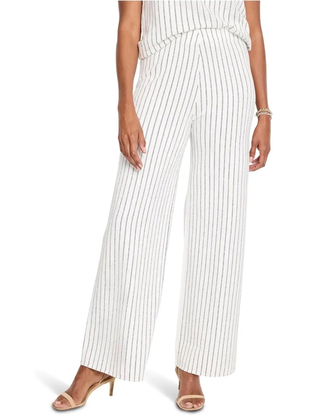 NWT [NIC+ZOE] Destination Pinstripe Wide-leg White Casual Pants Womens L or XL - Picture 2 of 10